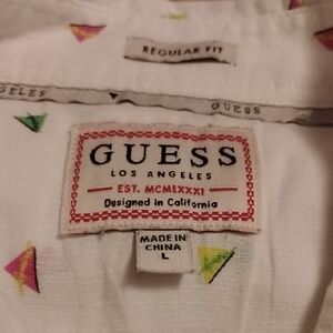 Guess White Shirt with Vibrant Geometric Accents
